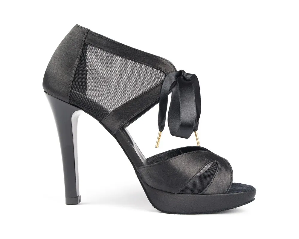 PD901 PLATFORM Black Satin - Heel 90 - Portdance
