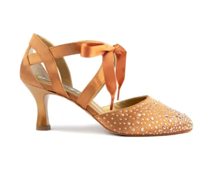 PD ALICE Bronze Satin & Crystals - Heel 55