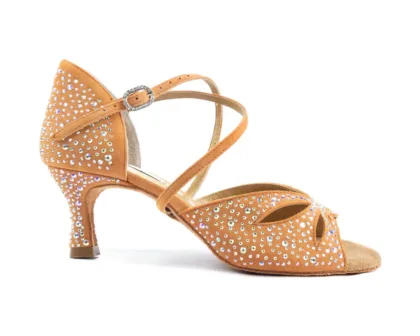 PD CLARA Bronze Nubuck & Crystals - Heel 50