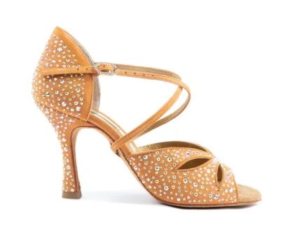 PD CLARA Bronze Nubuck & Crystals - Heel 70