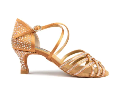 PD LEONOR Bronze Satin & Crystals - Heel 50