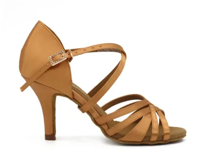 PD MOV HELENA Dark Tan Satin - Heel 80S